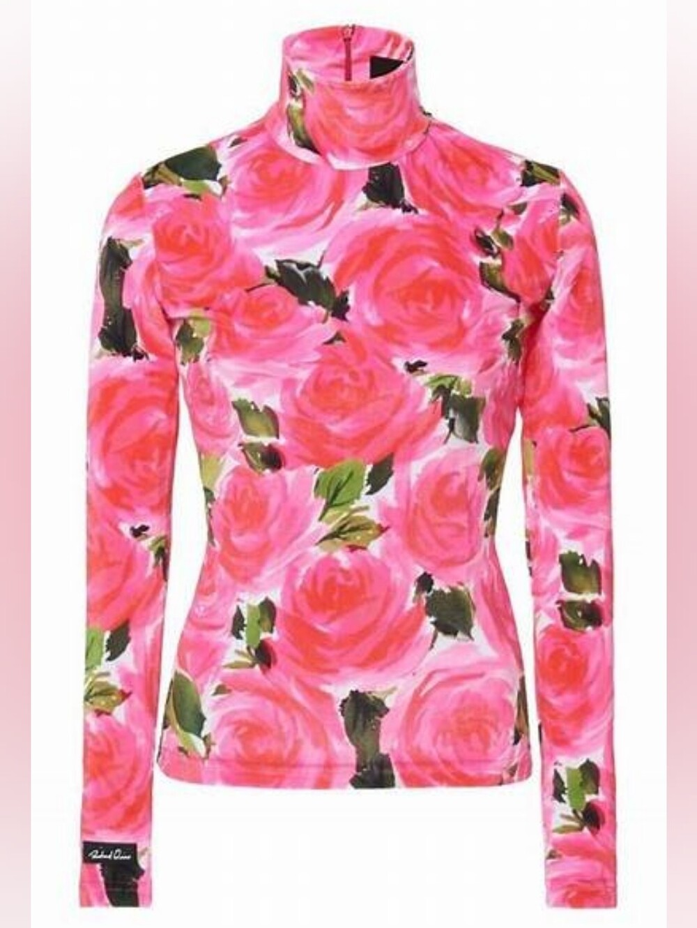 Richard Quinn  long sleeve  Floral high neck shirt , Sz 10 Stylish, Made England
